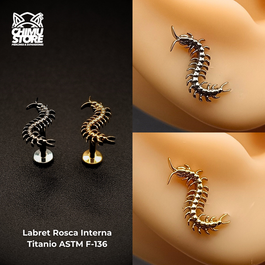 Labret (HC) Titanio ASTM F-136 - Ciempies (1,2mm;8mm) (16G)