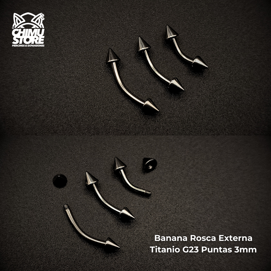 NEW Banana (RE) Titanio G23 - Puntas 3mm Plateado (1,2mm) (16G)
