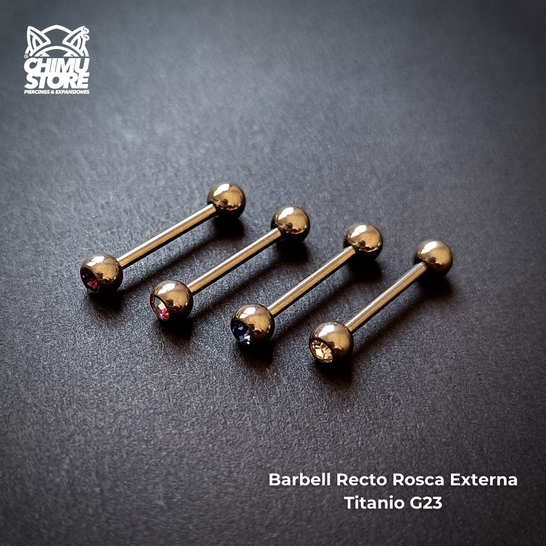 Barbell Recto Rosca Externa Titanio G23 - Cristales (1,6mm;16mm*5) (14G)