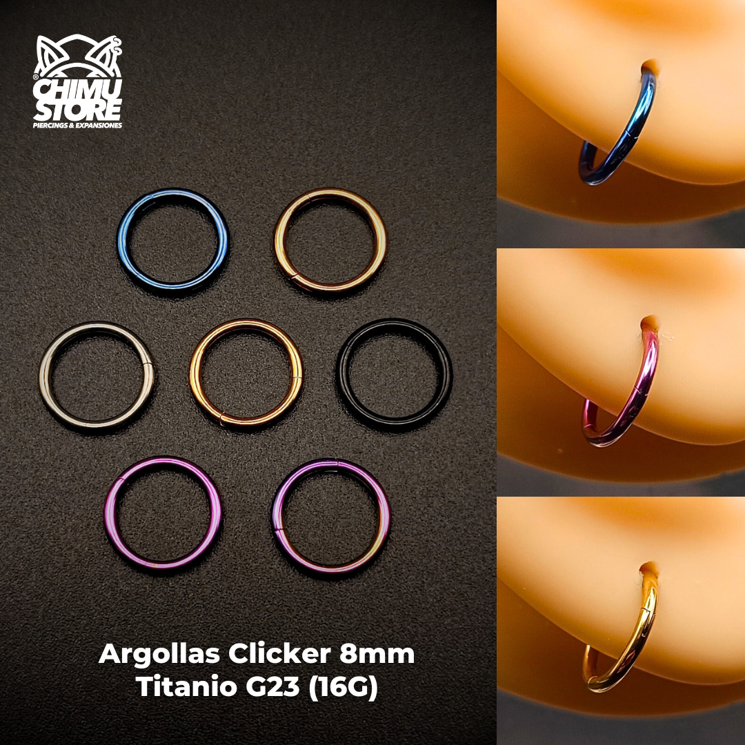 NEW Argollas Clicker Titanio G23 - Tamaño 8mm (1,2mm) (16G)