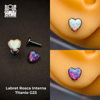 NEW Labret (HC) Titanio G23 - Prong Set Corazón Opalita (1,2mm) (16G)