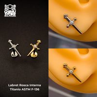 NEW Labret (HC) Titanio ASTM F-136 - Daga con Zirconia (1,2mm;8mm) (16G)