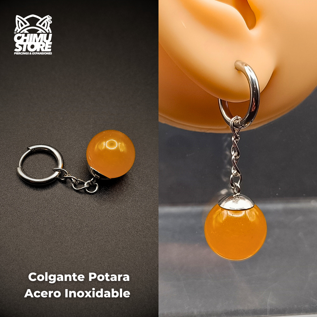 Colgante Acero Inoxidable - Aros Potara Naranjo Dragon Ball (1mm;10mm) (18G)