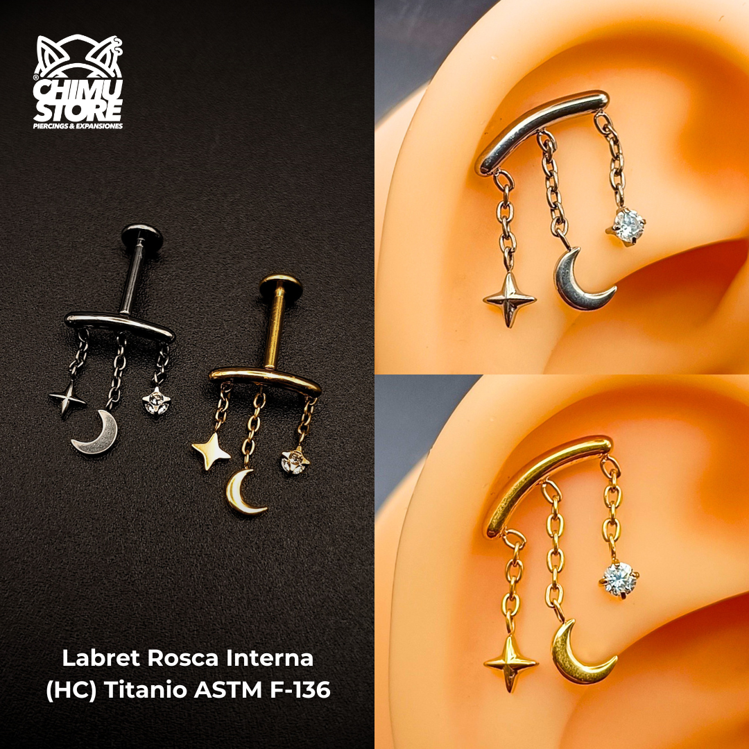 NEW Labret (HC) Titanio ASTM F-136 - Celestial Drape Zirconia (1,2mm;8mm) (16G)