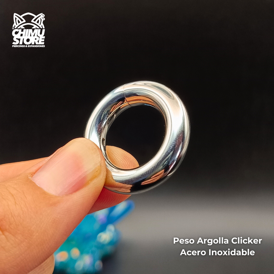 Peso Argolla Clicker Acero Inoxidable - Lisa Plateada (2,5mm a 6mm)
