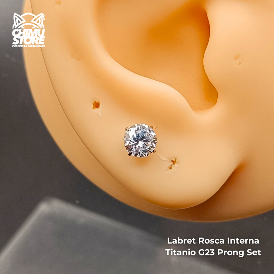 NEW Labret Titanio G23 - Prong Set Zirconia 5mm M002 (1,2mm) (16G)