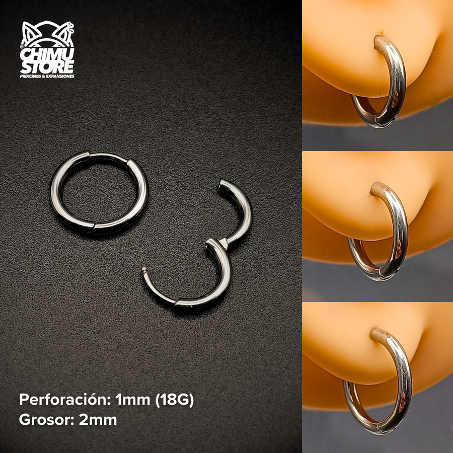 NEW Argollas Titanio G23 - Plateados Grosor 2mm - Para Colgantes y Septums (18G)