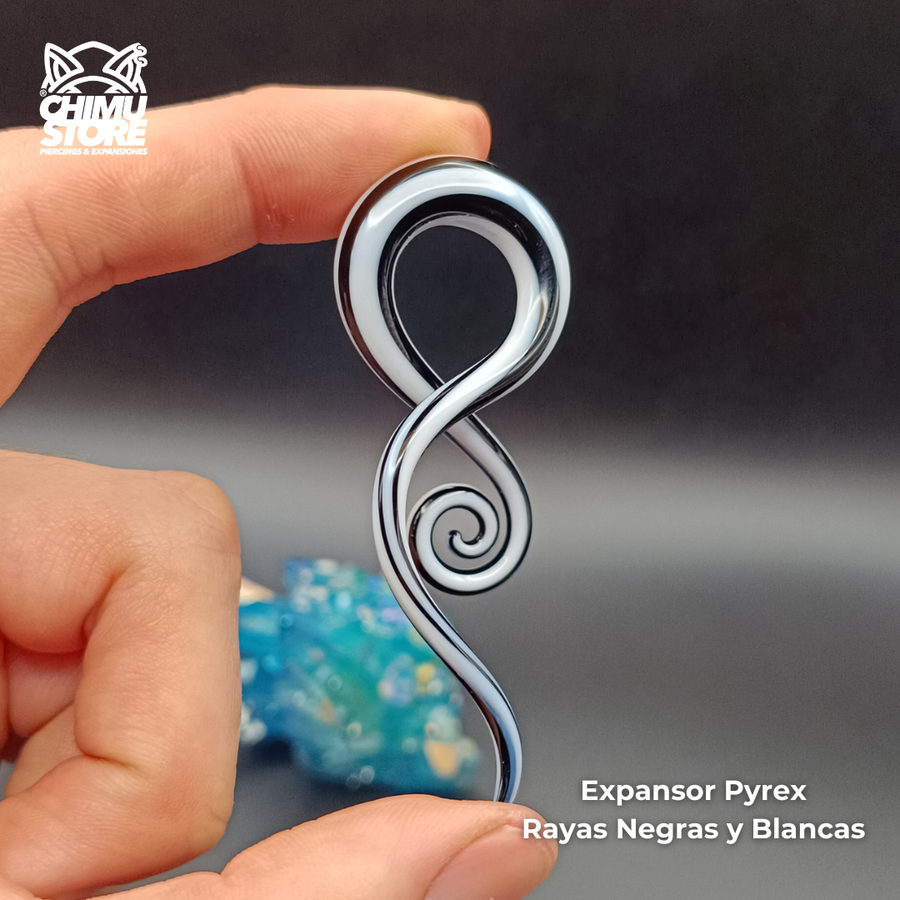 Expansor Pyrex - Tentáculo Rayas Negras y Blancas (8mm)