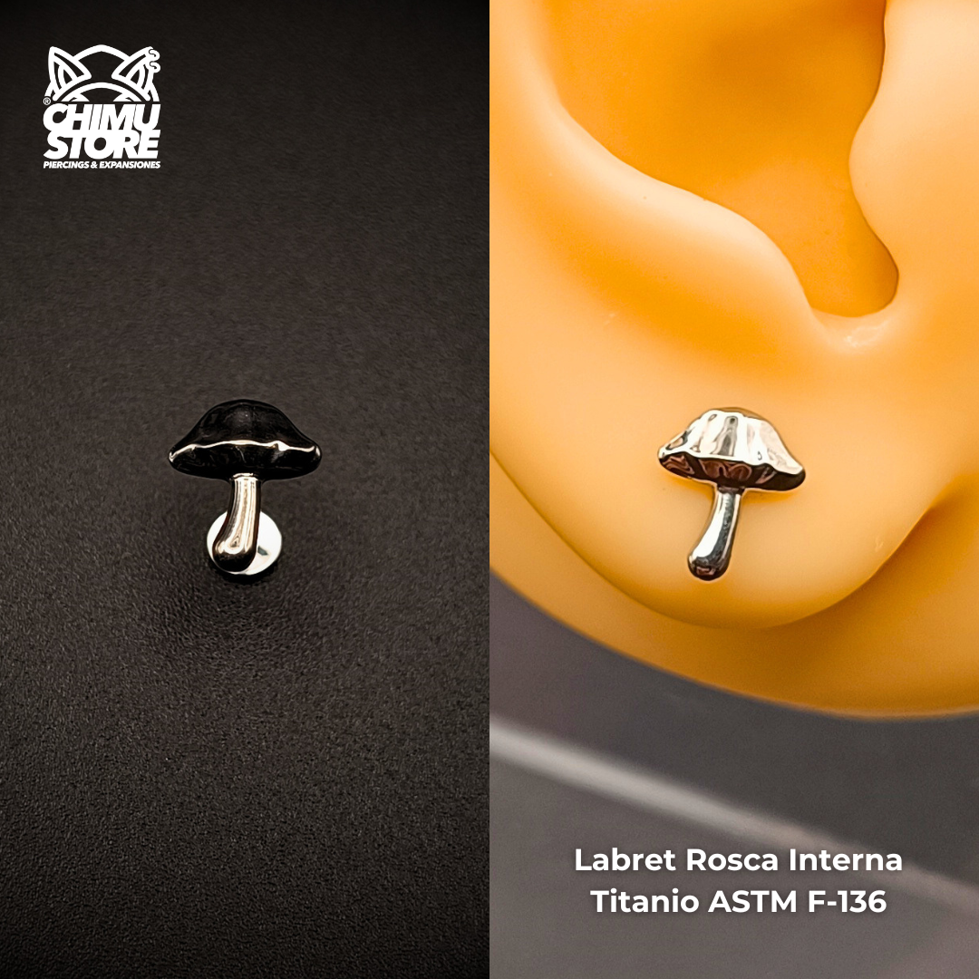 NEW Labret (HC) Titanio ASTM F-136 - Honguito (1,2mm;8mm) (16G)