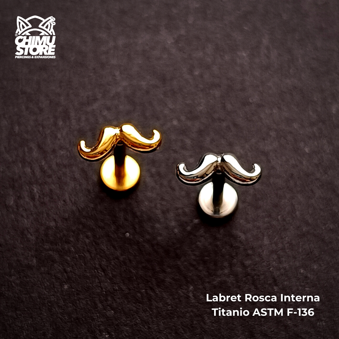 NEW Labret Rosca Interna Titanio ASTM F-136 - Mostacho (1,2mm;8mm) (16G)