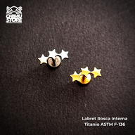 NEW Labret Titanio ASTM F-136 - Cluster 3 Estrellas (1,2mm;6mm) (16G)