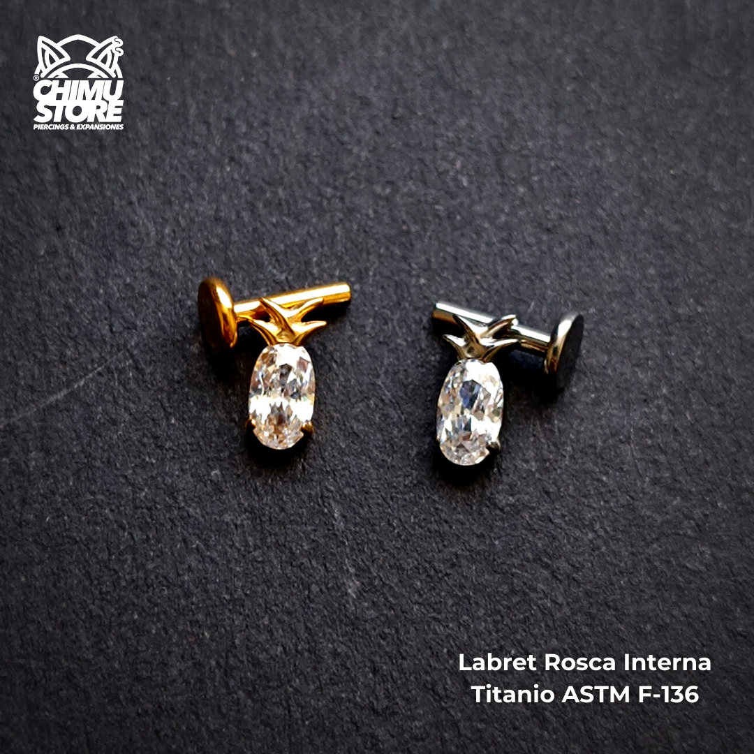 Labret Titanio ASTM F-136 - Piñas de Zirconias (1,2mm;6mm) (16G)
