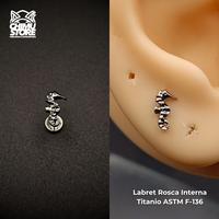 NEW Labret Rosca Interna (HC) Titanio ASTM F-136 - Caballito de Mar (1,2mm;8mm) (16G)