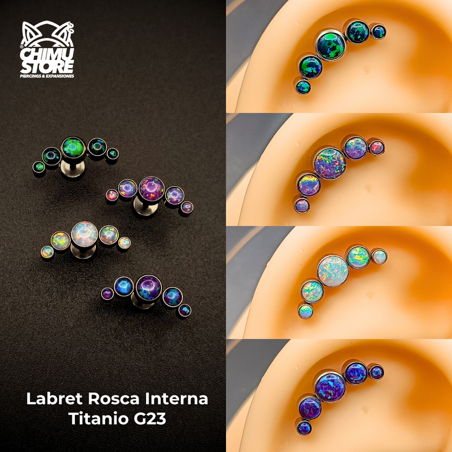 NEW Labret (HC) Titanio G23 - Cluster 5 Opalitas (1,2mm) (16G)