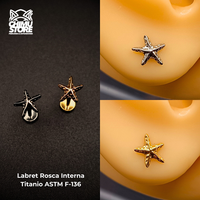 NEW Labret (HC) Titanio ASTM F-136 - Estrella de Mar (1,2mm;8mm) (16G)