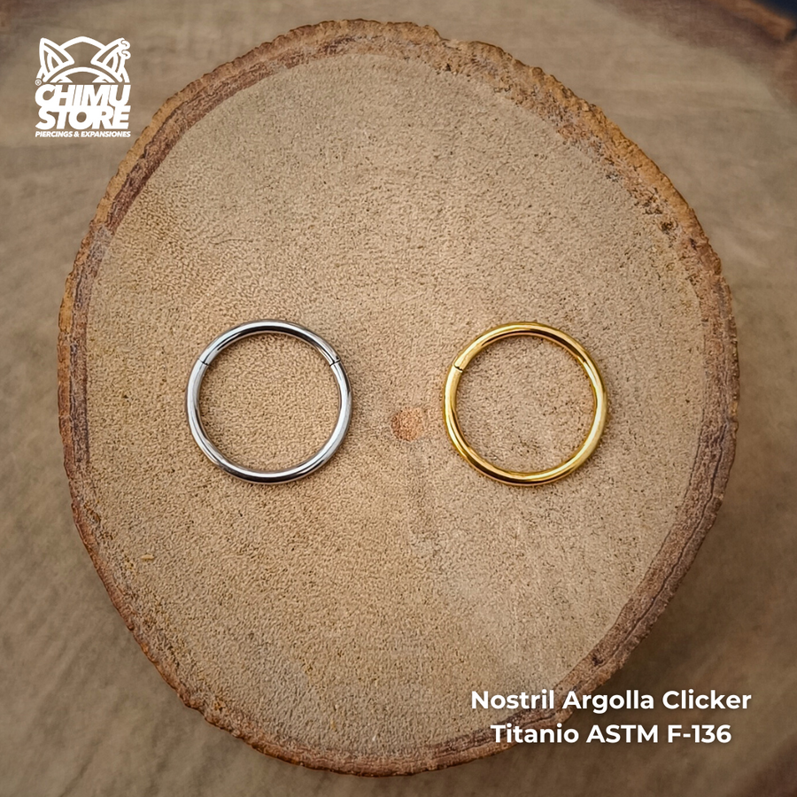 Nostril Argolla Clicker Titanio ASTM F-136 - Lisa (0,8mm) (20G)