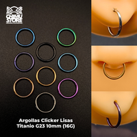 NEW Argollas Clicker Titanio G23 - Lisas Tamaño 10mm (1,2mm) (16G)