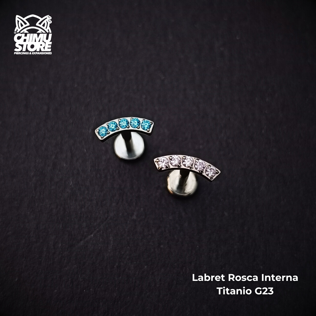 NEW Labret Titanio G23 - Cluster Recto 5 Cristales (1,2mm;8mm) (16G)