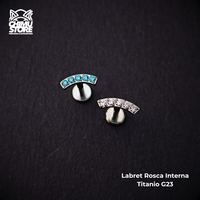 NEW Labret Titanio G23 - Cluster Recto 5 Cristales (1,2mm;8mm) (16G)