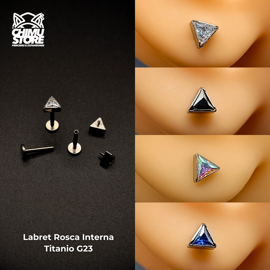 NEW Labret (HC) Titanio G23 - Triangulo Zirconia (1,2mm;8mm) (16G)