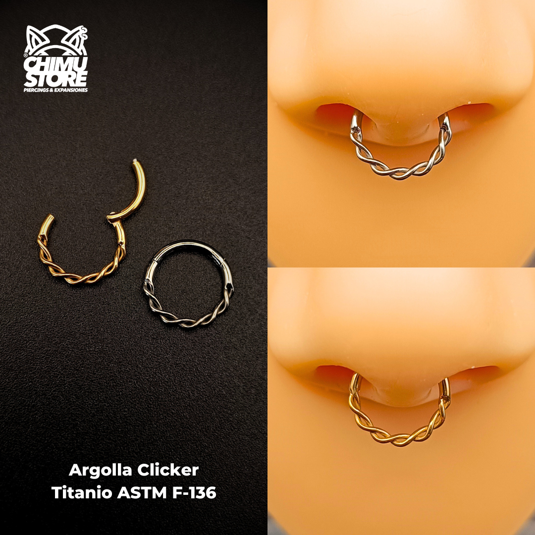NEW Argolla Clicker Titanio ASTM F-136 - Royal Braid (1,2mm) (16G)