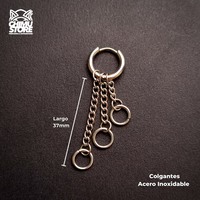 NEW Colgante Acero Inoxidable - Triple Cadena con Argolla (1mm;10mm)