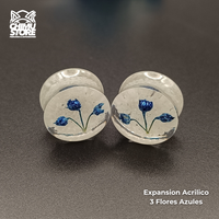 Expansiones Acrílico - 3 Flores Azules Fluor (8mm a 30mm)