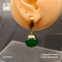 NEW Colgante Acero Inoxidable - Aros Potara Verde a Presión (10mm)