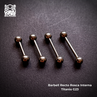 Barbell Recto Rosca Interna Titanio G23 - Plateado (1,6mm;5*5) (14G)