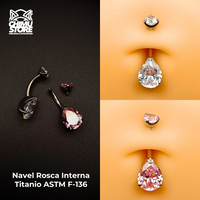 NEW Navel (HC) Titanio ASTM F-136 - Zirconia Lagrima (1,6mm;10mm) (14G)