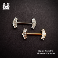 NEW Nipple Push Pin Titanio ASTM F-136 - Cluster 5 Cristales (1,6mm;14mm) (14G)