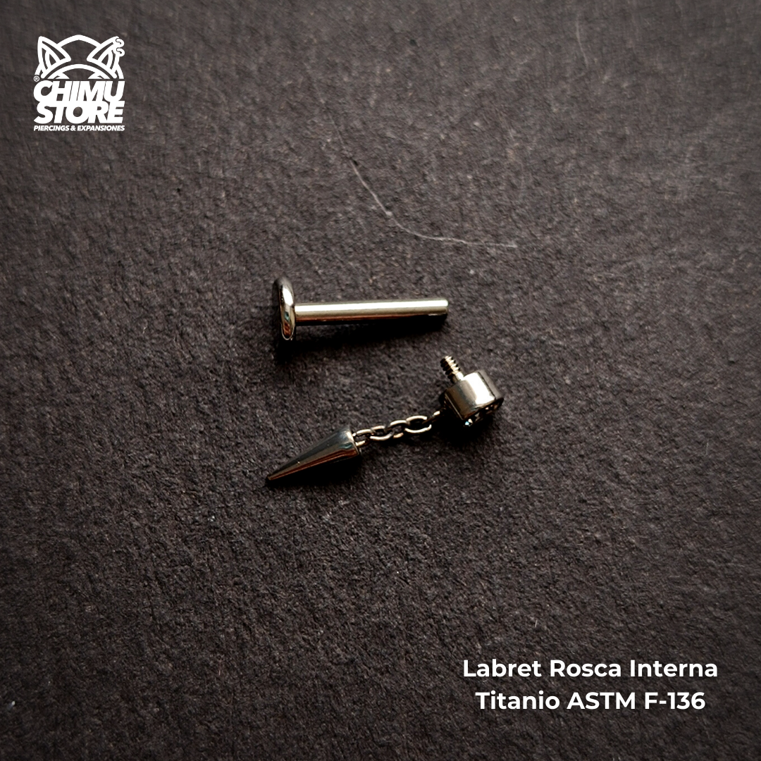 NEW Labret Rosca Interna Titanio ASTM F-136 - Zirconia Cadena Pendulo (1,2mm;8mm) (16G)