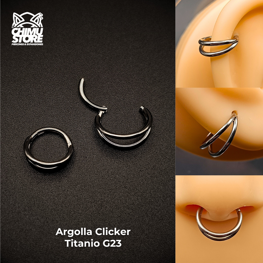 NEW Argolla Clicker Titanio G23 - Doble Anillo (1,2mm) (16G)