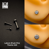 NEW Labret (Push Pin) Titanio G23 - Bezel Set Zirconia Redonda (1,2mm;8mm) (16G)
