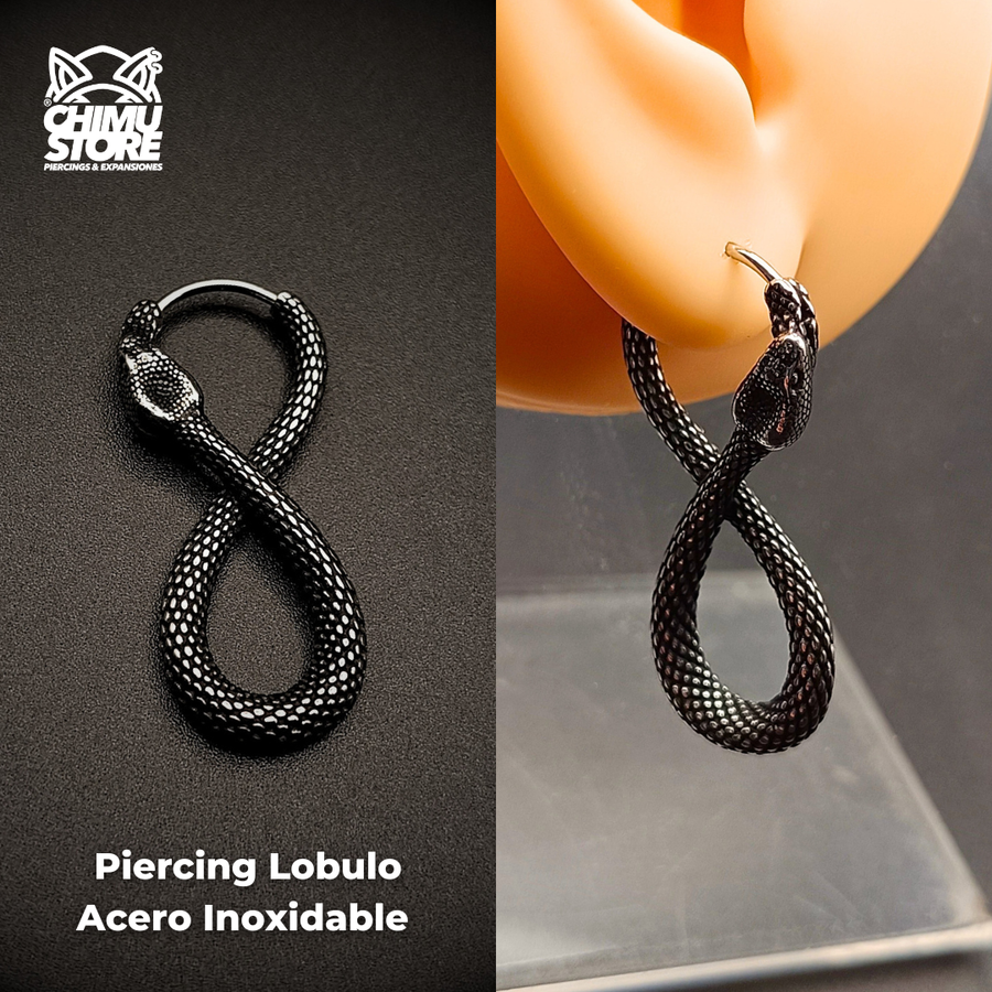 Piercing Lobulo Acero Inoxidable - Serpiente Infinita (1mm;10,5mm) (18G)