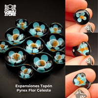 Expansion Pyrex - Flor Celeste Fondo Negro (8mm a 19mm)
