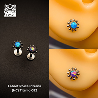 NEW Labret (HC) Titanio G23 - Opalita Bordeado de Cuentas (1,2mm;8mm) (16G)