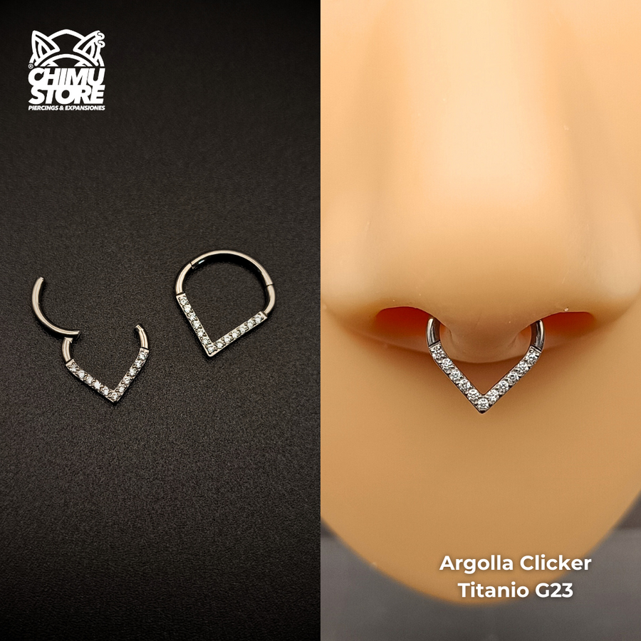 NEW Argolla Clicker Titanio G23 - En Punta Zirconias Frontales (1,2mm) (16G)