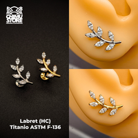 Labret (HC) Titanio ASTM F-136 - Rama con 6 Hojas Zirconias (1,2mm;6mm) (16G)