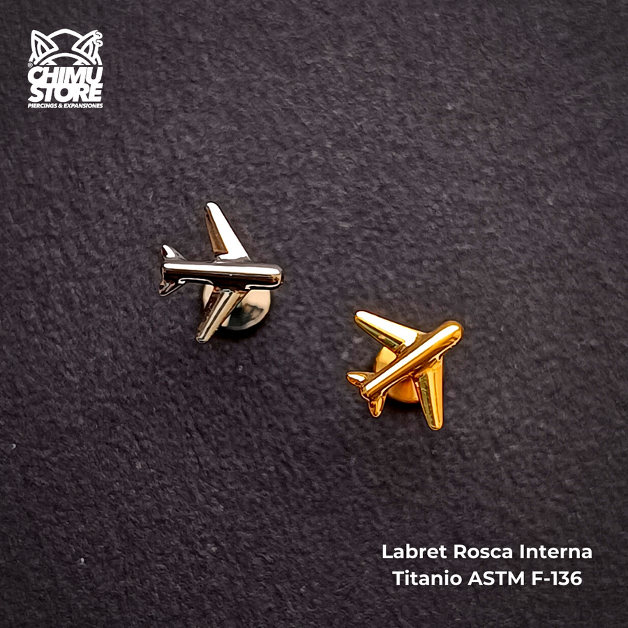 Labret Rosca Interna Titanio ASTM F-136 - Avión (1,2mm;8mm) (16G)