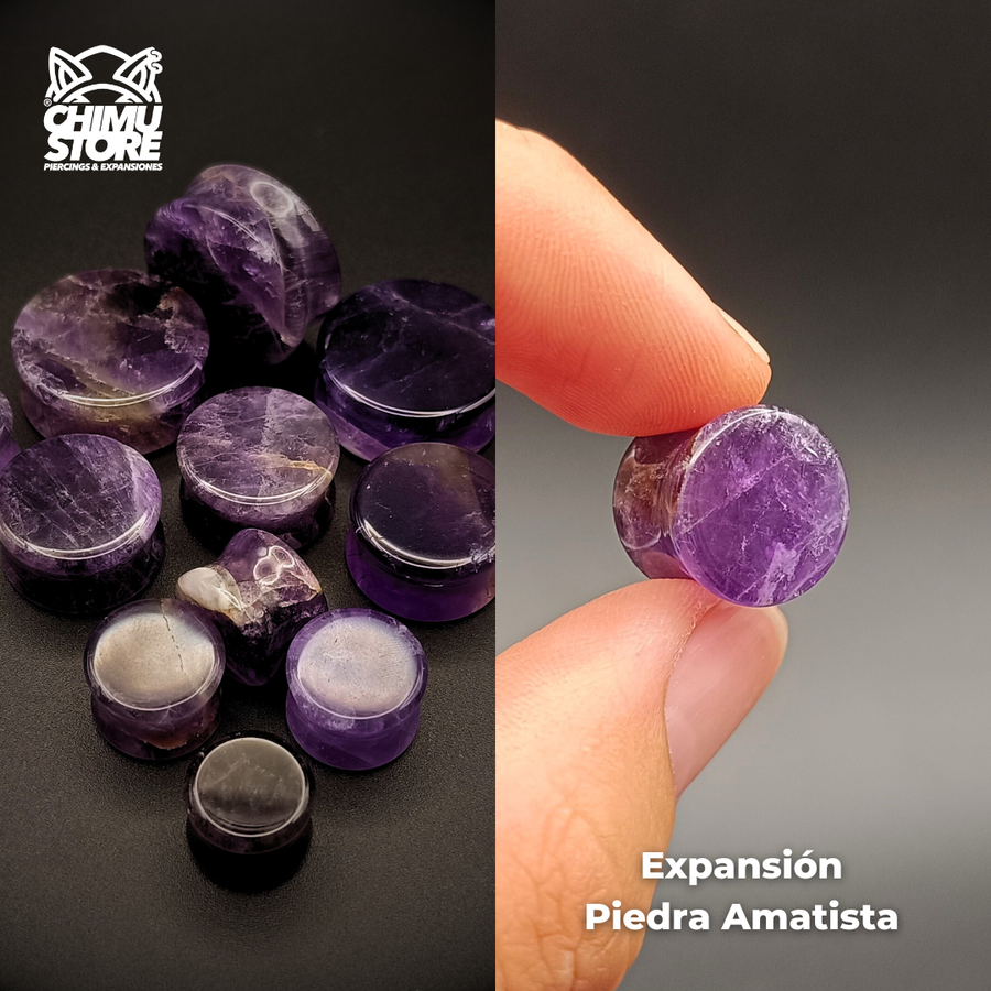 Expansion Piedra Tapon - Amatista Color (3mm a 25mm)