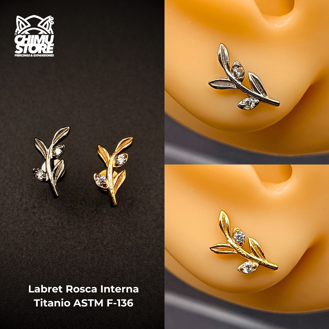 NEW Labret (HC) Titanio ASTM F-136 - Luxe Branch Zirconias (1,2mm;8mm) (16G)