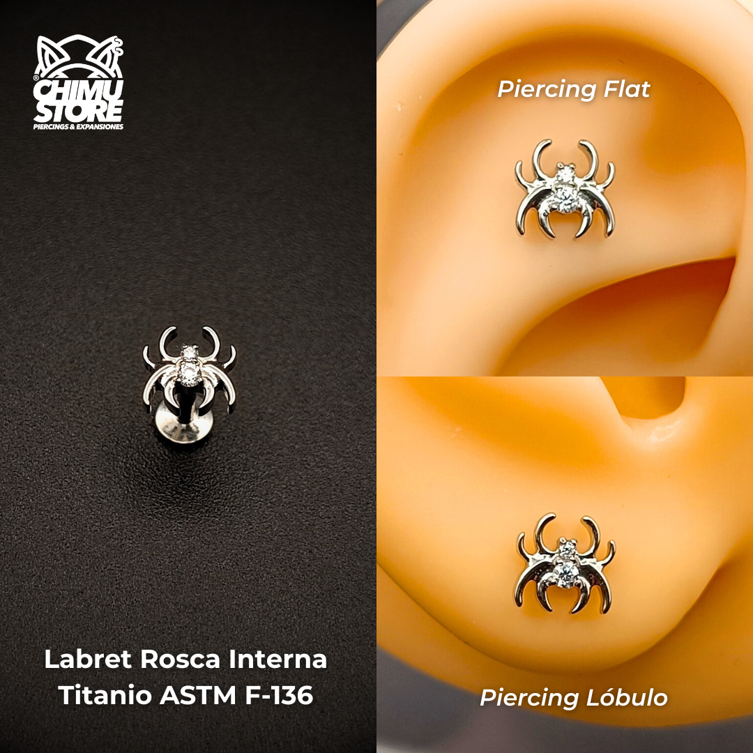 NEW Labret (HC) Titanio ASTM F-136 - Araña Zirconias (1,2mm) (16G)