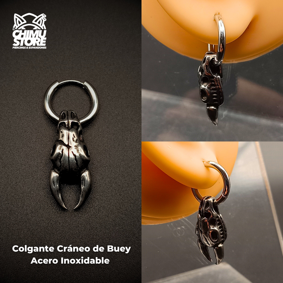 Colgante Acero Inoxidable - Cráneo de Buey (1mm;10mm) (18G)