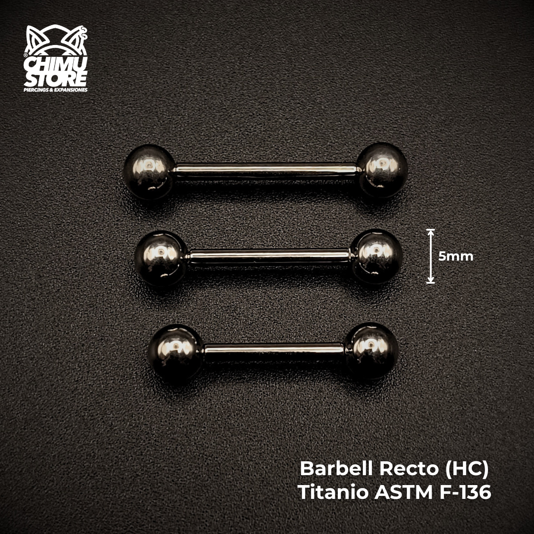 NEW Barbell Recto (HC) Titanio ASTM F-136 - Bolitas de 5mm (1,6mm) (14G)