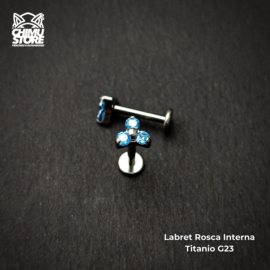 NEW Labret Titanio G23 - Trinity 3 Cristales (1,2mm;8mm) (16G)