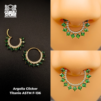 NEW Argolla Clicker Titanio ASTM F-136 - Royal Halo Zirconias (1,2mm) (16G)