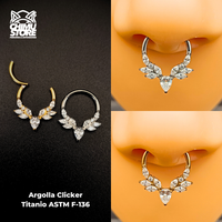 NEW Argolla Clicker Titanio ASTM F-136 - Royal Marquise Zirconias (1,2mm) (16G)