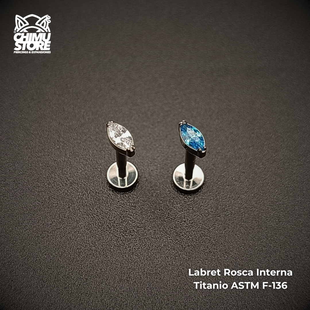 Labret Titanio ASTM F-136 - Zirconia Forma Diamante (1,2mm;8mm) (16G)