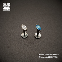 Labret Titanio ASTM F-136 - Zirconia Forma Diamante (1,2mm;8mm) (16G)